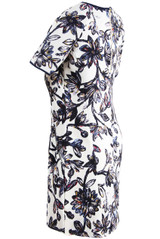 Cream Flower Print Side Pocketed Shift Dress