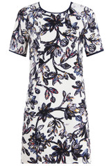 Cream Flower Print Side Pocketed Shift Dress