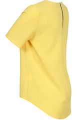 Yellow Contrast Printed Collar Sheer Hem Top