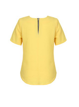 Yellow Contrast Printed Collar Sheer Hem Top