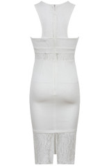 Cream Lace Mesh Detailed Bodycon Dress