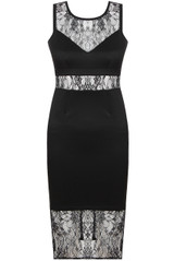 Black Lace Mesh Detailed Bodycon Dress