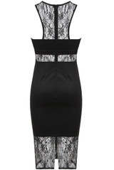 Black Lace Mesh Detailed Bodycon Dress