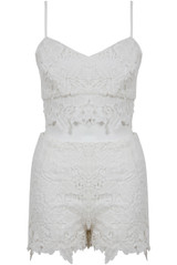 Cream Lace Flower Top & Shorts Set