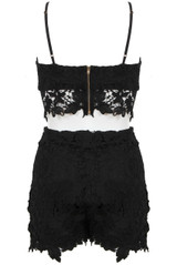 Black Lace Flower Top & Shorts Set