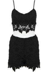 Black Lace Flower Top & Shorts Set