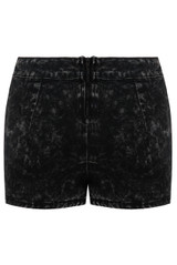 Black Acid Wash Back Zip Up Skorts