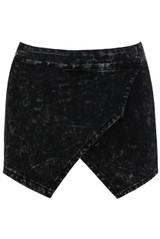 Black Acid Wash Back Zip Up Skorts
