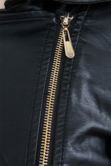 Black PVC Zipped Fastening Trench Jacket