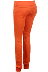 Orange Soft Skinny Side Pocketed Zip Up Jeans