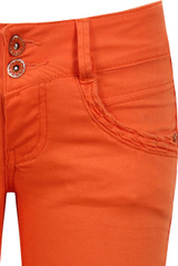 Orange Soft Skinny Side Pocketed Zip Up Jeans