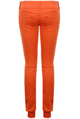 Orange Soft Skinny Side Pocketed Zip Up Jeans