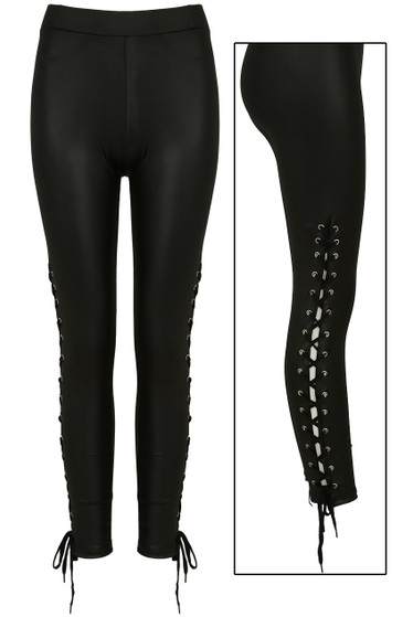 Black Side Lace Up Leggings - Buy 