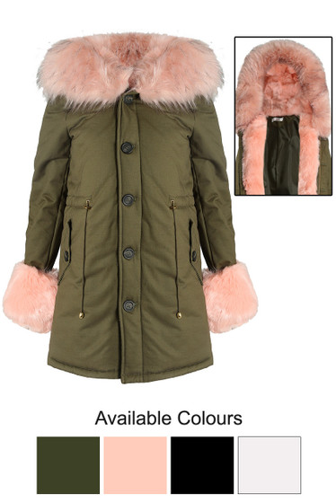 parka with coloured fur hood