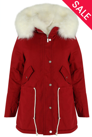 red fur lined parka