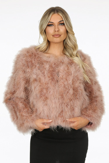 bcbg ostrich feather jacket