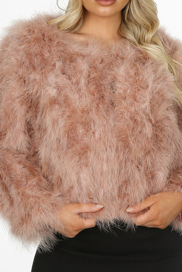 bcbg ostrich feather jacket