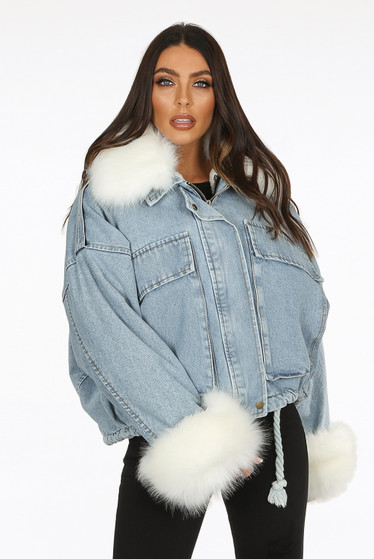 Oversize Fur Lined Denim Jacket - Buy 