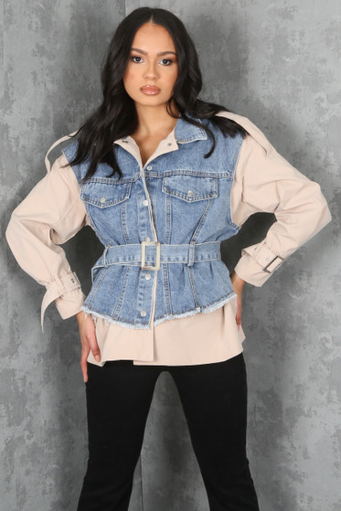 Shirt Inlay Denim Gilet - Buy Fashion 