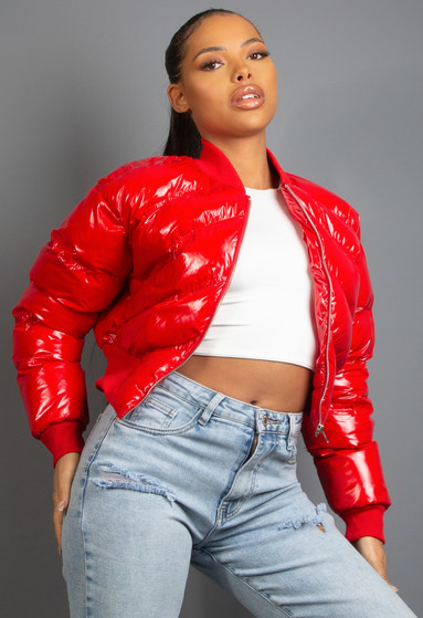 High Shine Cropped Puffer Jacket - Buy 