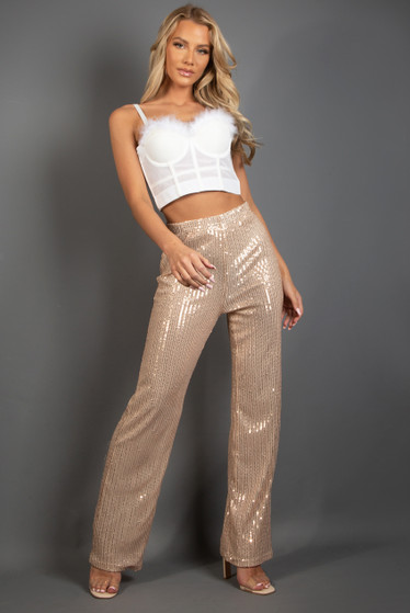Sequin Straight Leg Trousers - Buy 