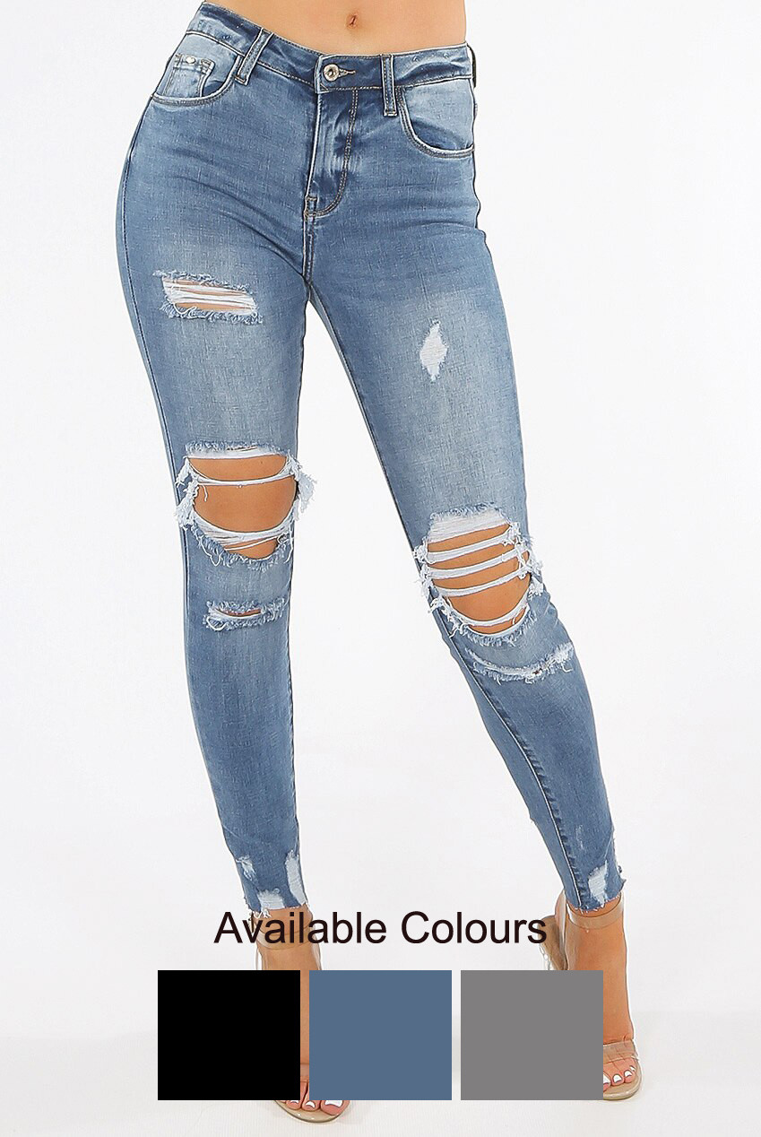 Light Denim Ripped Skinny Jeans - Buy 
