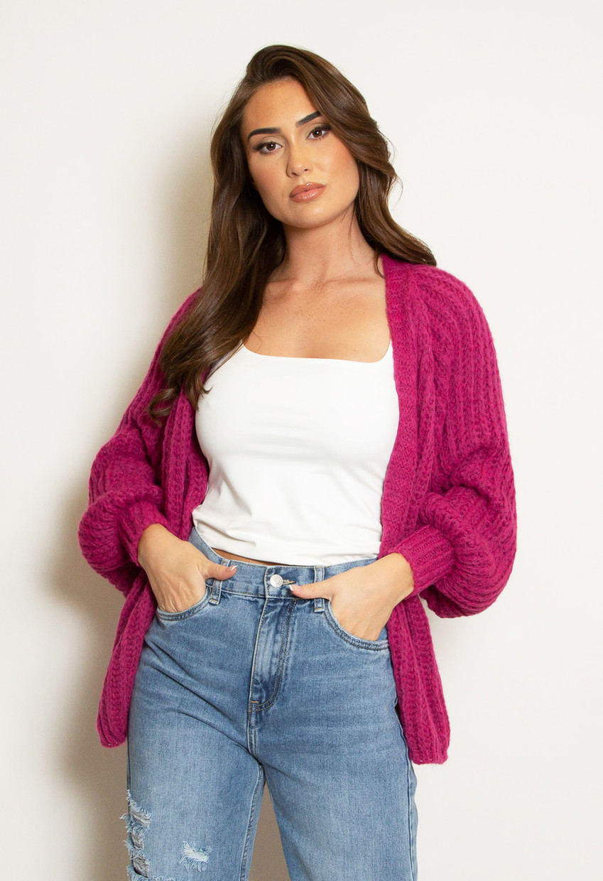 CAROLH OPEN FRONT CHUNKY KNIT CARDIGAN