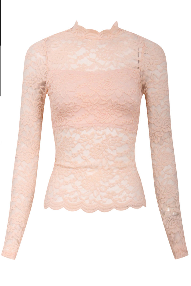 Peach Lace Top With Bandeau Lining 