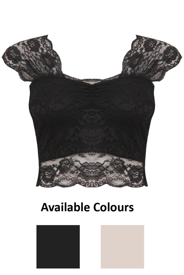 Lined Front Lace Crop Top  - 2 Colours