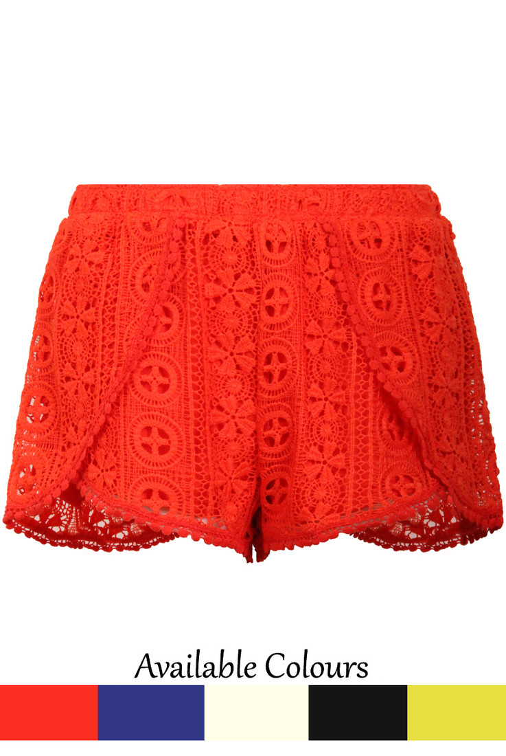 Crochet Lined Flared Shorts - 5 Colours