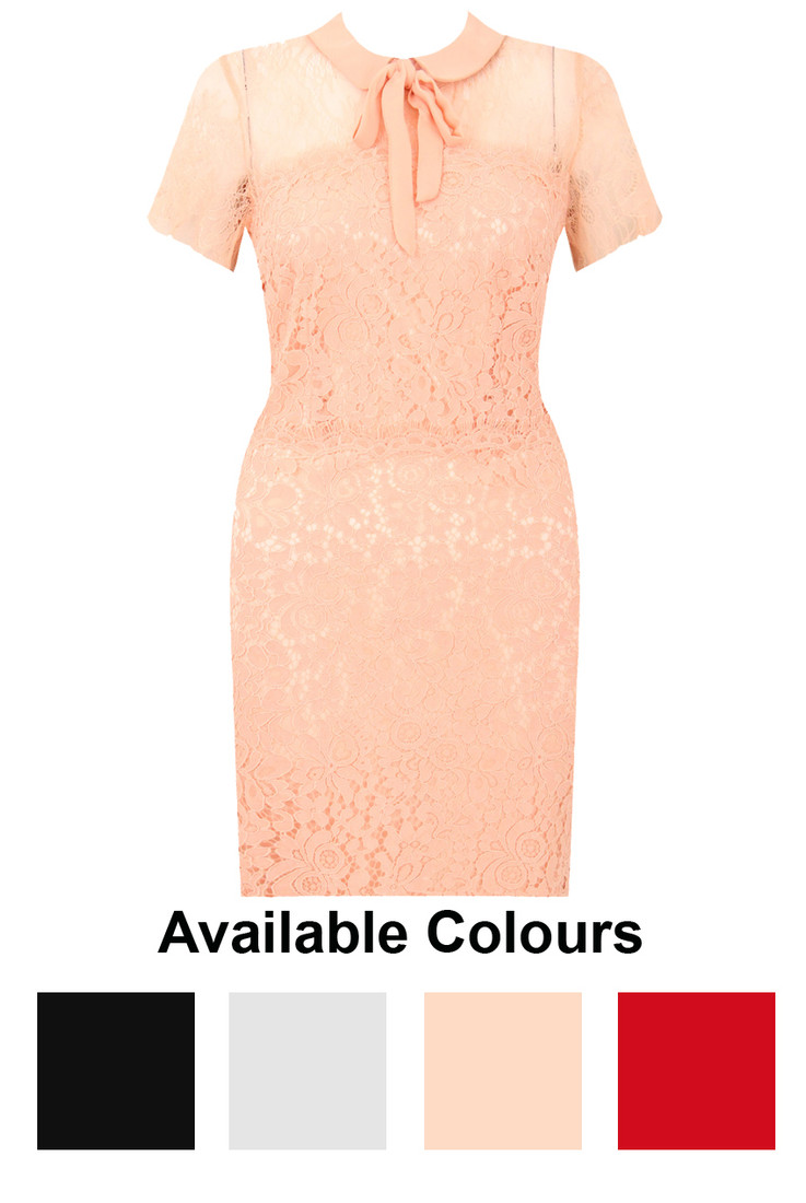 Floral Lace Front Tie Up Bodycon Dress - 4 Colours