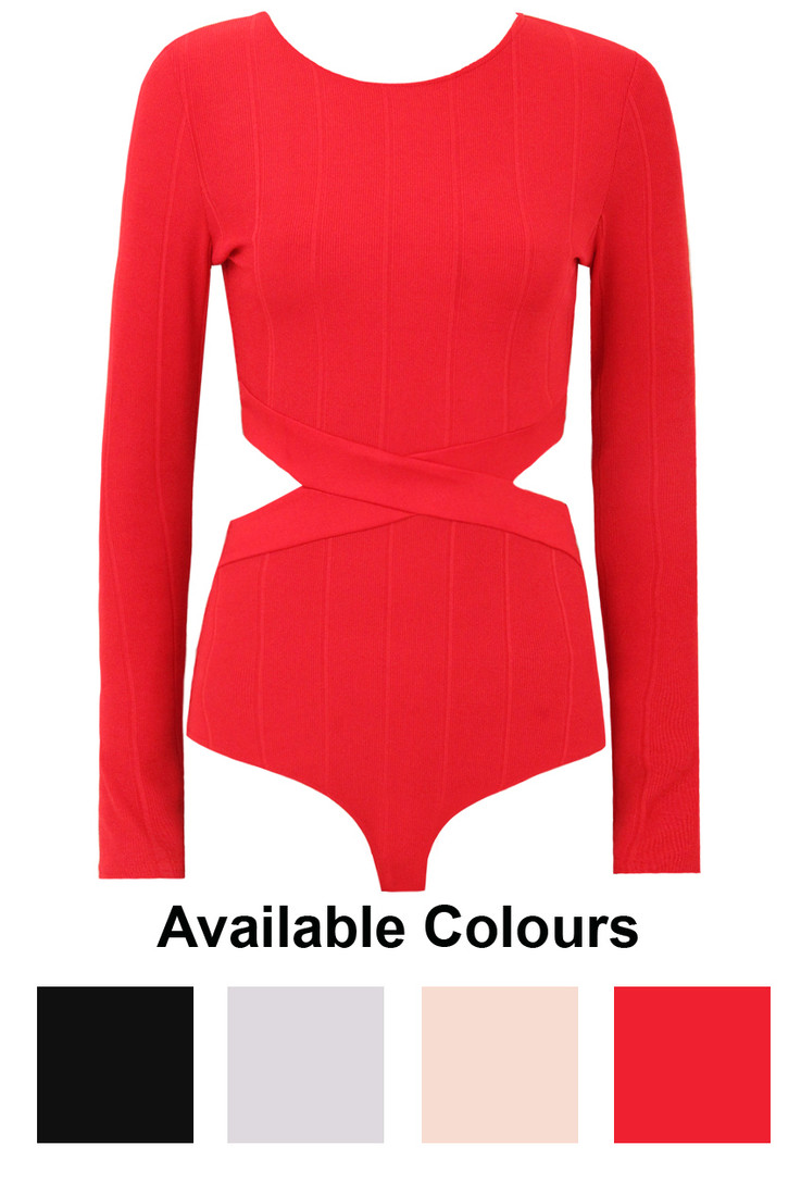 Cut Out Stretch Bodysuit - 4 Colours