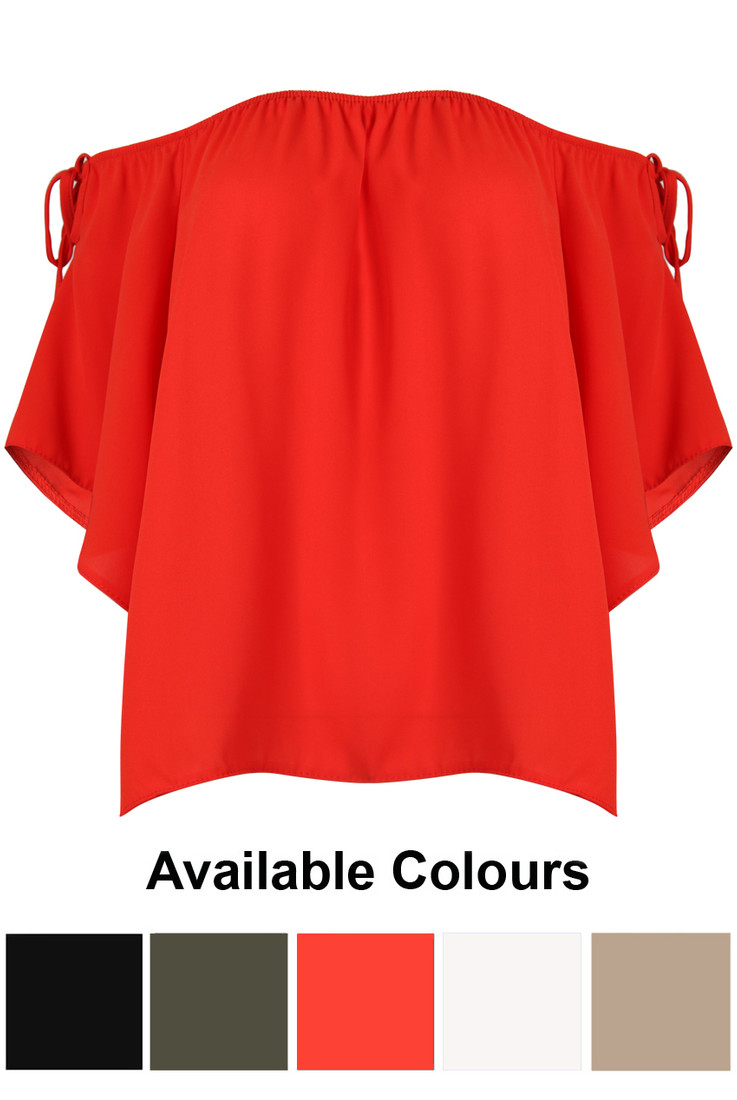 Bardot Shoulder Tie Blouse - 5 Colours