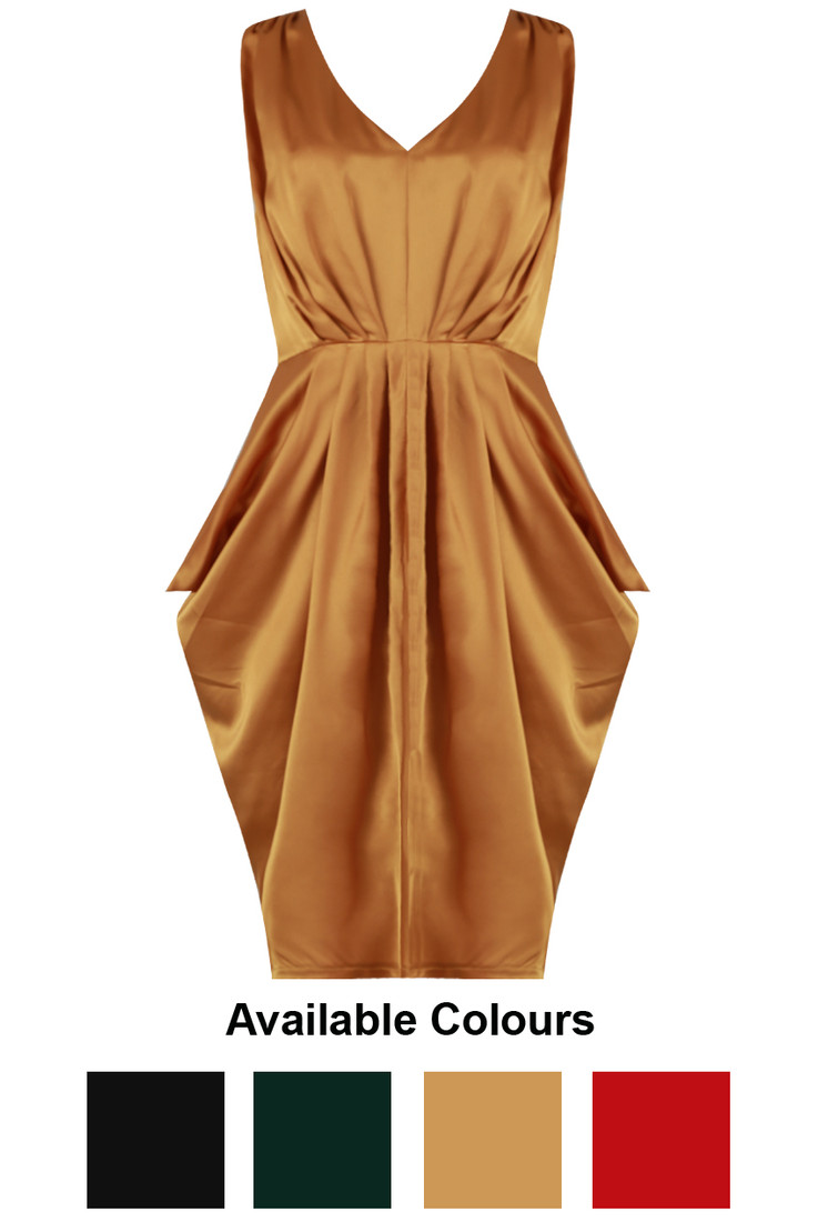 Satin Pleated Tulip Dress - 4 Colours