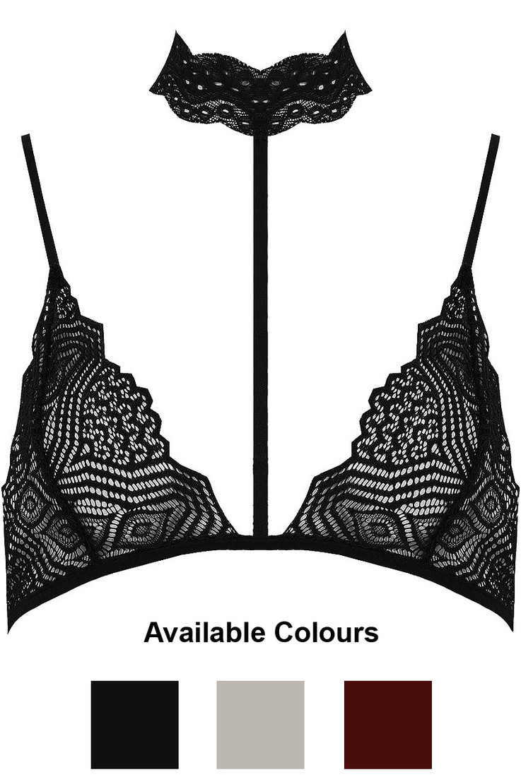 Lace Crochet Choker Neck Bralet - 3 Colours