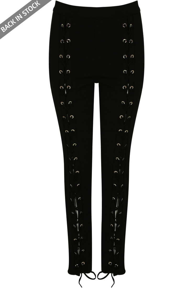 Black Front Lace Up Leggings