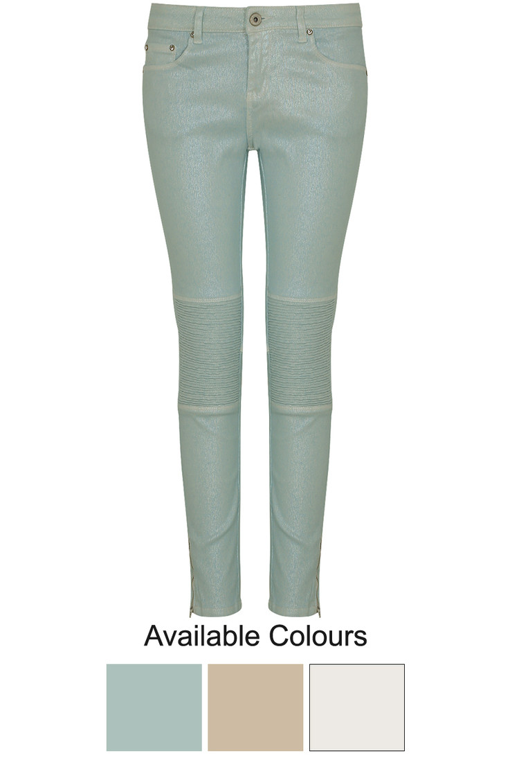 Denim Metallic Shimmer Coated Jeans - 3 Colours