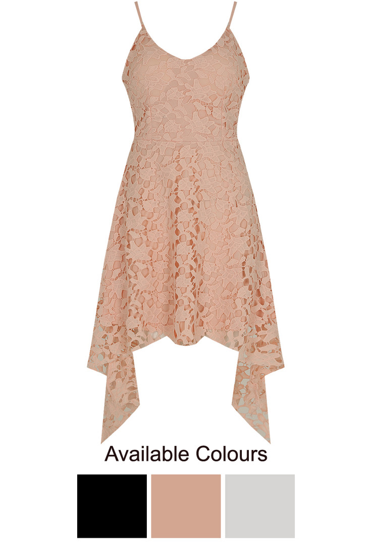 Dip Back Strappy Crochet Dress - 3 Colours