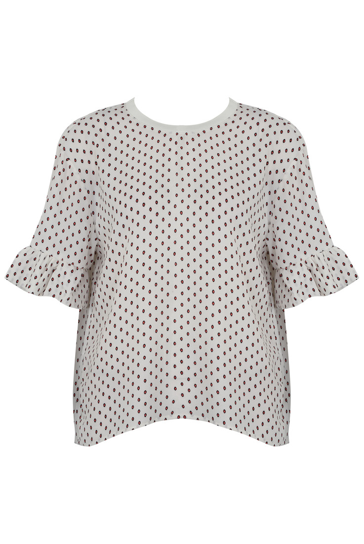 Polka Dot Frill Sleeve Top