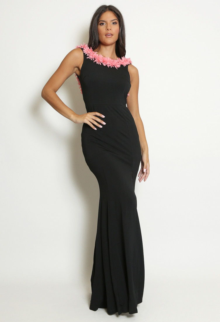 Petals Trim Leg Slit Maxi Dress - 2 Colours