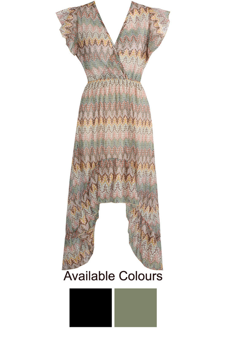 Printed Cross Over Asymmetric Dress - 2 Colours