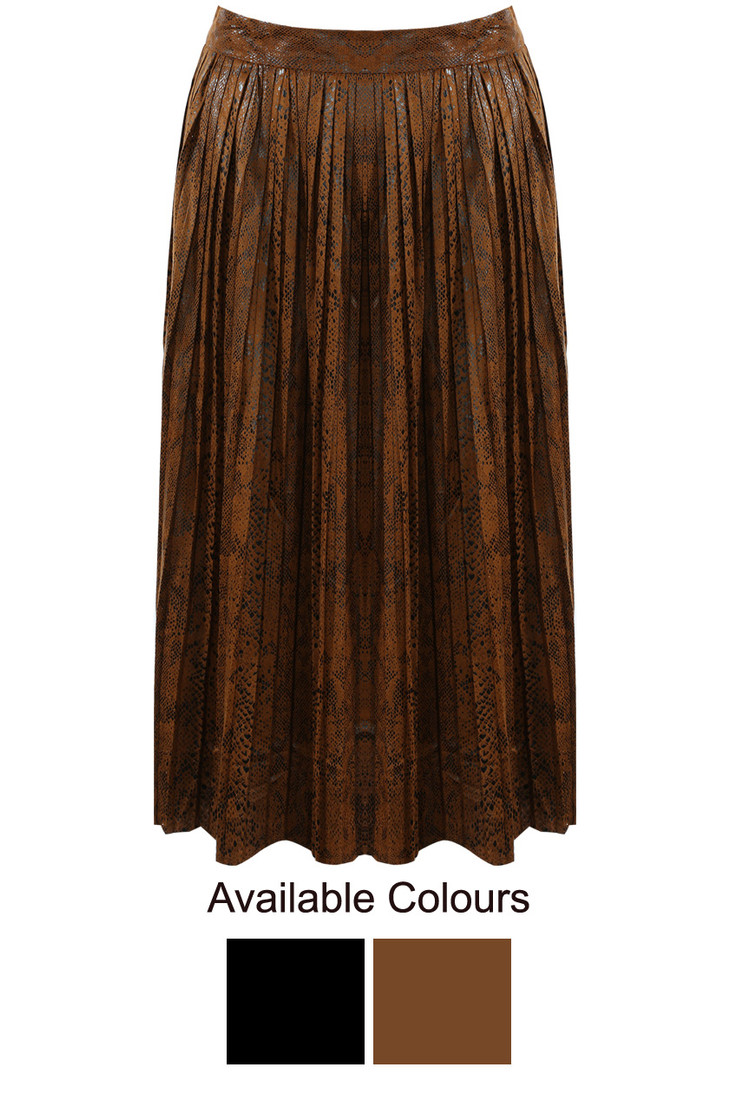 Snake Print Pleated Maxi Skirt - 2 Colours