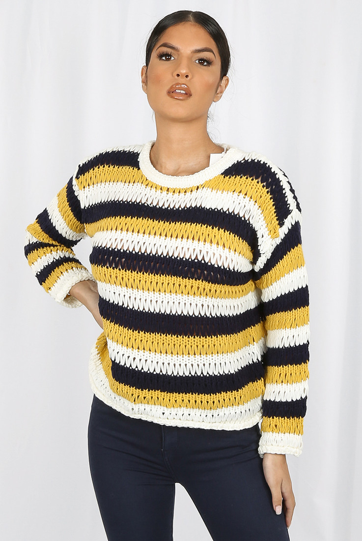 Horizontal Knitted Stripes Jumper