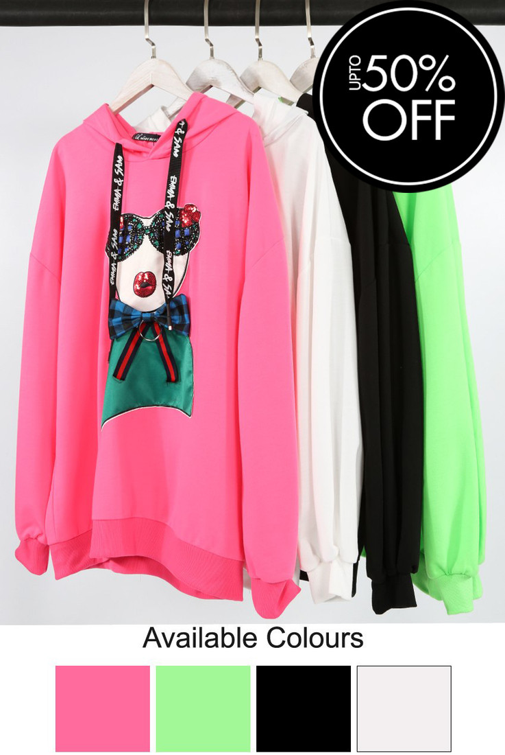 Face & Bow Trim Hoodie