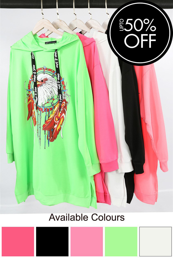 Eagle & Spikes Trim Hooded Dress