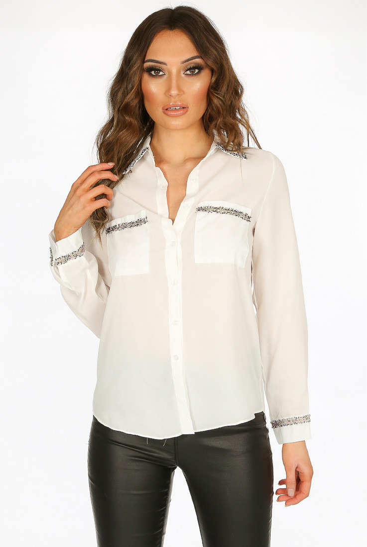 Lace Trim Button Up Shirts