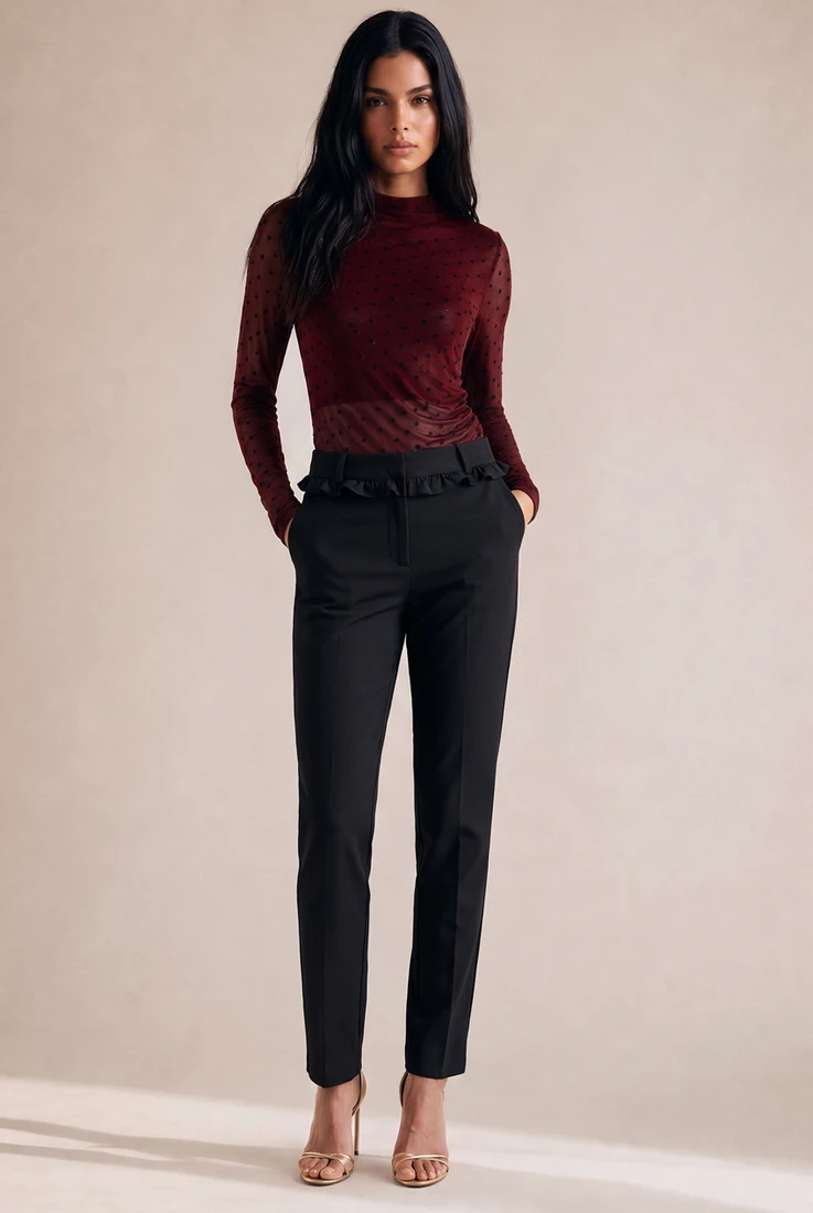 Ruffle Trim Trousers