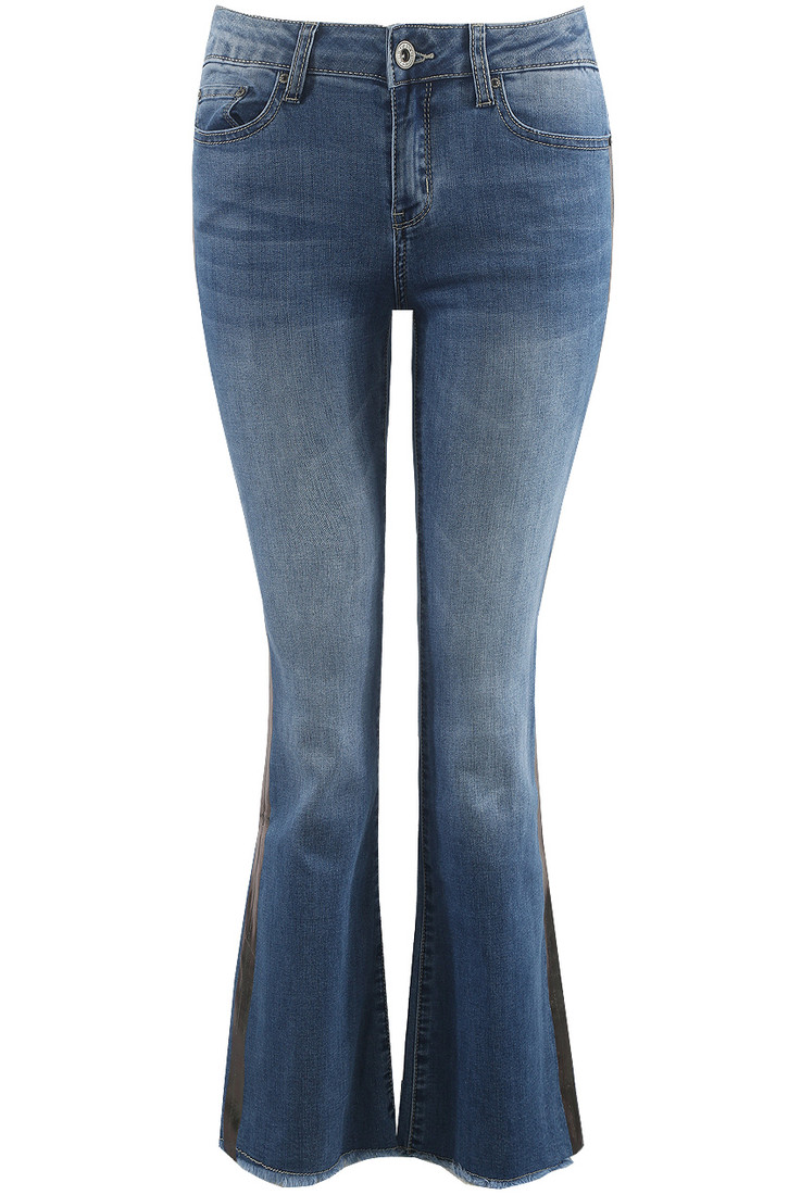 Denim Blue Foil Trim Bootcut Jeans