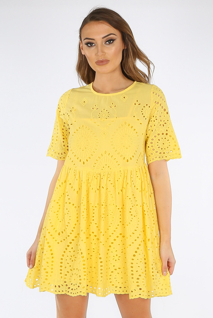 Broderie Anglaise Embroidered Smock Dress