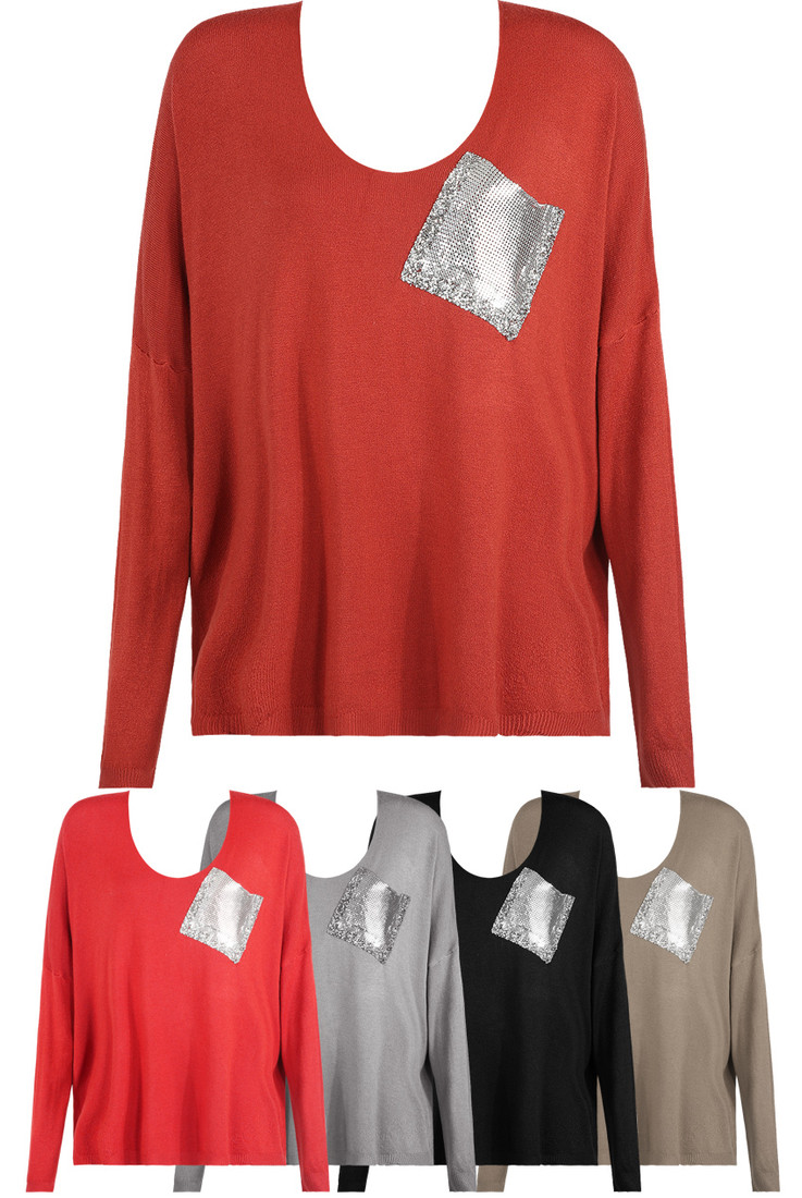 Silver Sequin Pocketed Jumper - Mix Colour Pack